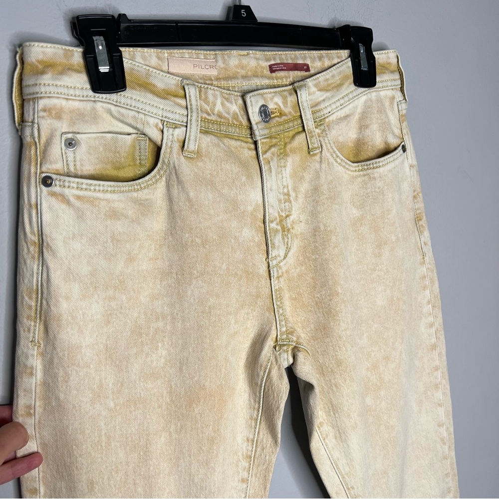 PILCRO ANTHROPOLOGIE Women's The Slim‎ Boyfriend Jeans Yellow Acid Wash E4 - Picture 5 of 9